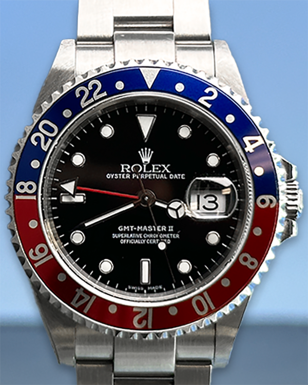 Rolex GMT-Master "Pepsi" Vintage 40MM Black Dial Steel Bracelet (16710)