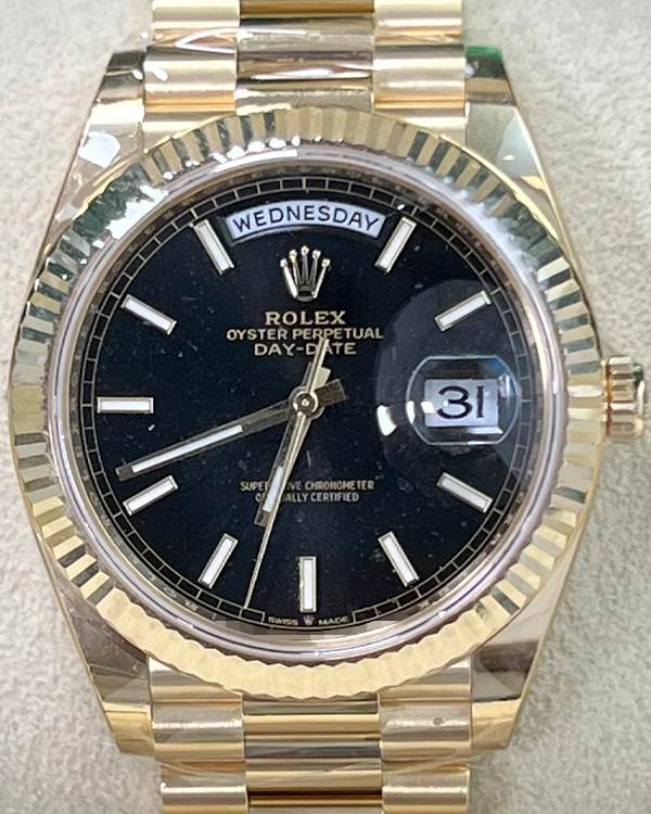 2024 Rolex Day-Date 40MM Black Dial Yellow Gold President Bracelet (228238)