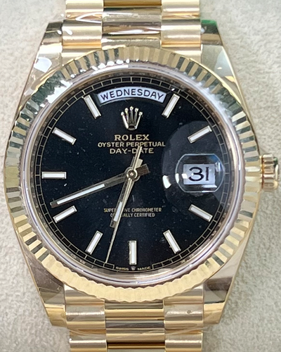 2024 Rolex Day-Date 40MM Black Dial Yellow Gold President Bracelet (228238)