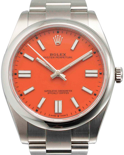 2021 Rolex Oyster Perpetual 41MM Coral Red Dial Oyster Bracelet (124300)