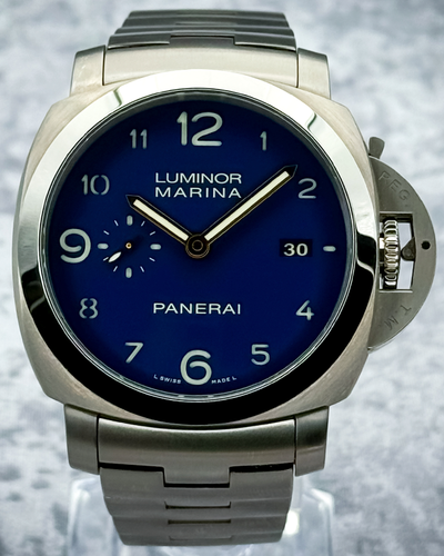 2018 Panerai Luminor 1950 Marina 3 Days "Harrods" L.E. 44MM Blue Dial Titanium Bracelet (PAM00745)