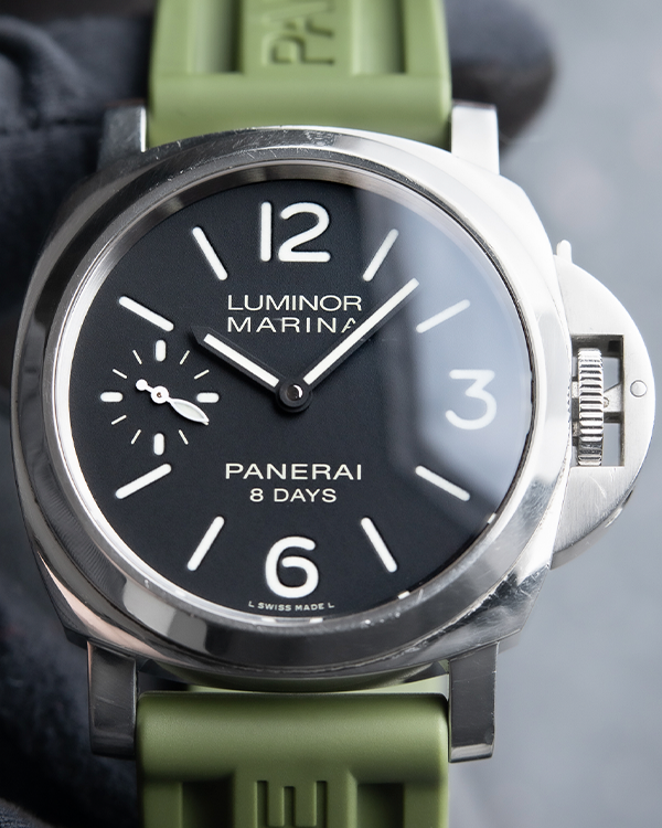 2017 Panerai Luminor Marina 8 Days Black Dial Green Steel Manual Watch 44MM (PAM00510)