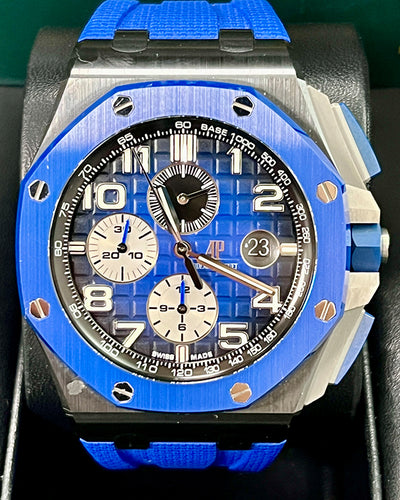 2020 Audemars Piguet Royal Oak Offshore Chronograph 44MM Blue Dial Rubber Strap (26405CE.OO.A030CA.01)