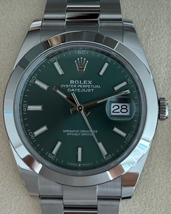 2023 Rolex Datejust 41MM Mint Green Dial Oystersteel Bracelet (126300)