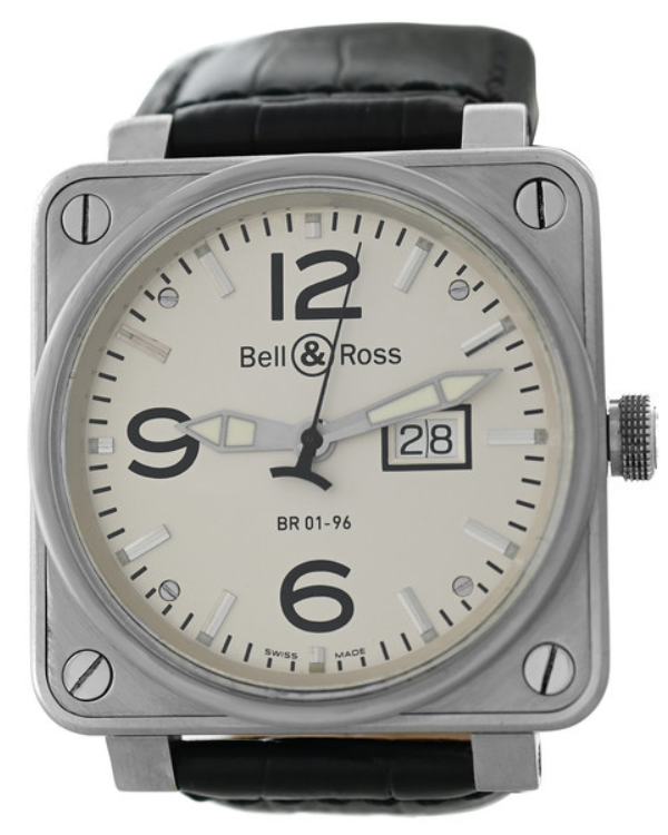 Bell & Ross BR 01-96 46MM Silver Dial Leather Strap (BR01-96-S)