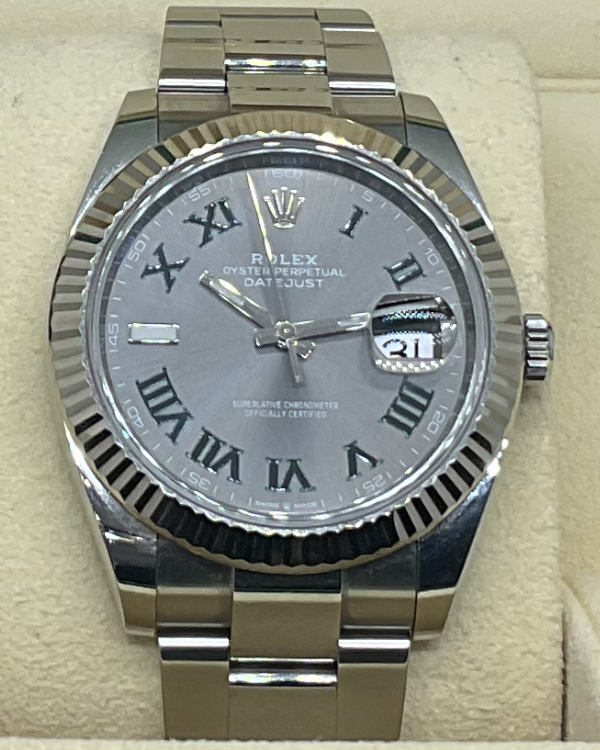 2018 Rolex Datejust 41 Wimbledon Oystersteel and White Gold Slate Roman Dial (126334)