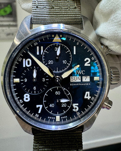 2019 IWC Schaffhausen Pilot Spitfire Chronograph 41MM Black Dial Textile Strap (IW387901)