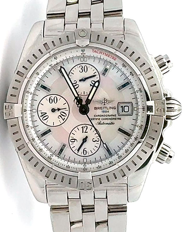 Breitling Chronomat Evolution 44MM White Dial Steel Bracelet (A13356)