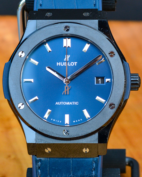 2021 Hublot Classic Fusion Blue 45MM Ceramic Blue Dial Rubber Strap (511.CM.7170.LR)