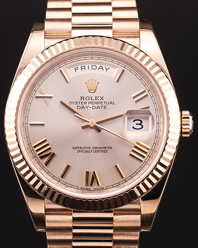 Rolex Day-Date 40MM Sundust Dial Rose Gold President Bracelet (228235)