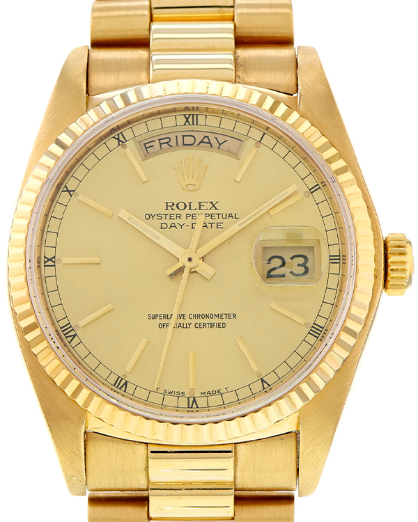 1983 Rolex Day-Date Vintage 36MM Champagne Dial Yellow Gold President Bracelet (18078)