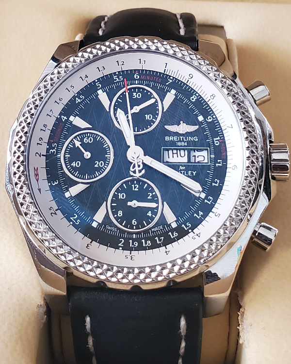 Breitling Bentley GT 44MM Black Dial Leather Strap (A13362)