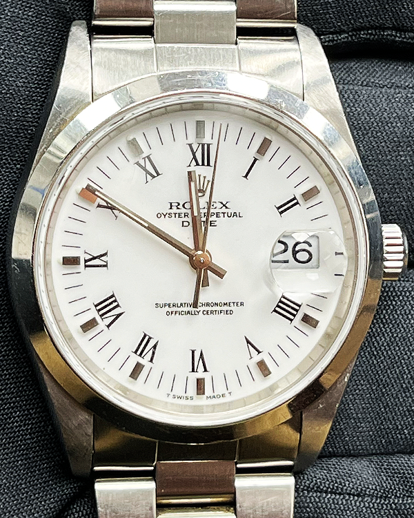 Rolex Oyster Perpetual Date 34MM White Dial Oyster Bracelet (15200)