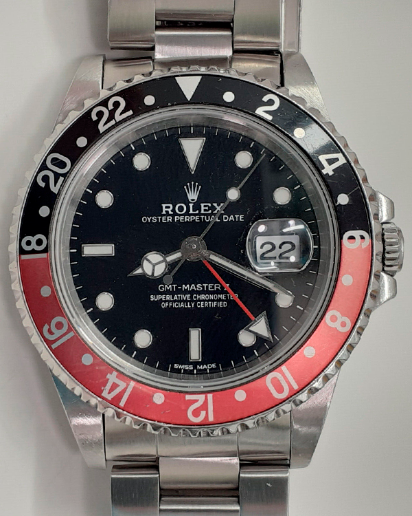 1996 (T Serial) Rolex GMT-Master II "Coke" 40MM Black Dial Steel Bracelet (16710)