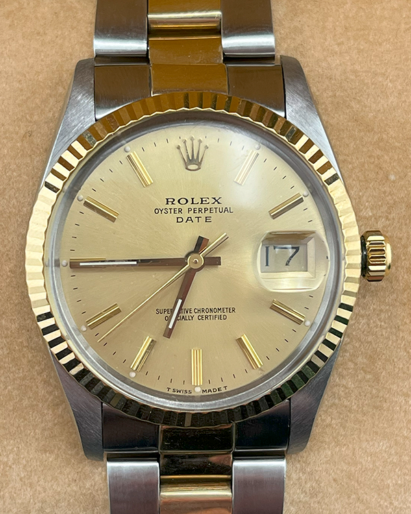 Rolex Datejust 34MM Champagne Dial Two-Tone Bracelet (15053)