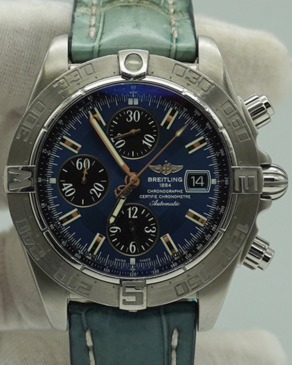 2013 Breitling Galactic 44MM Leather Strap Blue Dial (A13364)