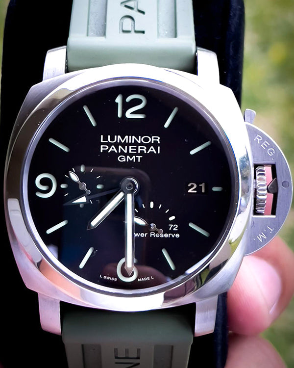 2013 Panerai Luminor GMT 1950 3 Days  44MM Black Dial Rubber Strap (PAM00321)