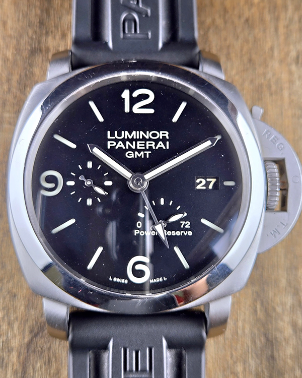 Panerai Luminor 1950 GMT 44MM Black Dial Rubber Strap (PAM00321)