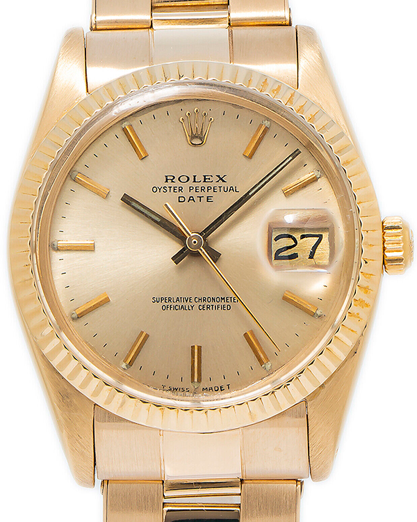 Rolex Oyster Perpetual Date 34MM Champagne Dial Yellow Gold Bracelet (1500)