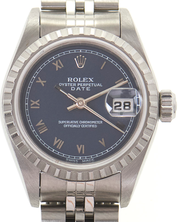 2004 Rolex Oyster Perpetual Lady Date 26MM Blue Dial Steel Bracelet (79240)