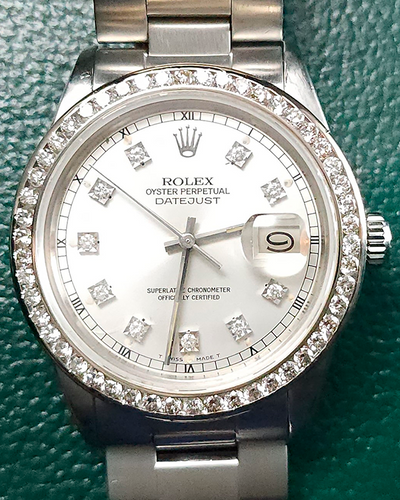Rolex Datejust 36MM Aftermarket Bezel Silver Dial Oyster Bracelet (16014)