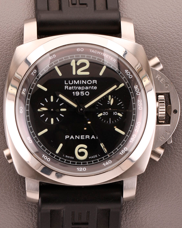 Panerai Luminor Rattrapante 1950 3 Days 44MM Black Dial Rubber Strap (PAM00213)