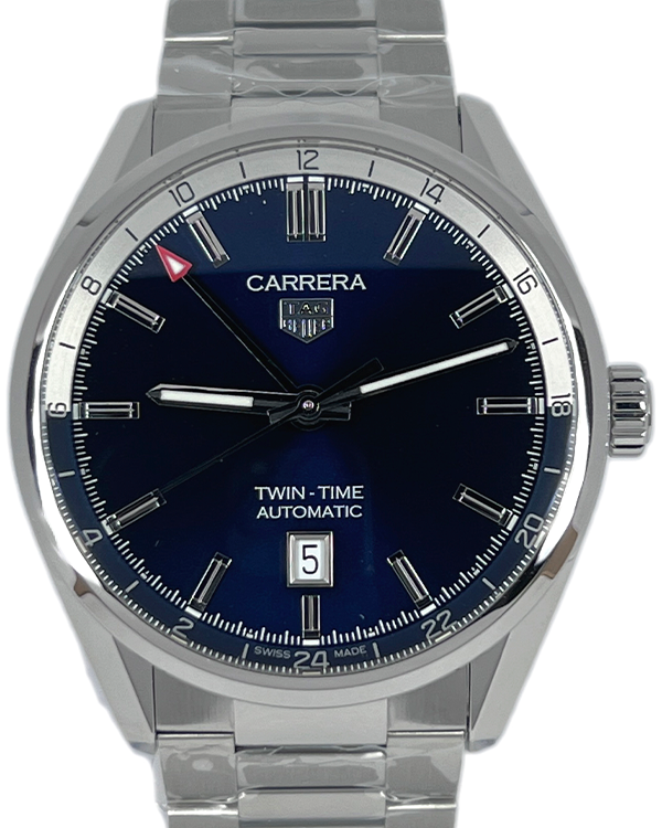 TAG Heuer Carrera Twin-Time 41MM Blue Dial Steel Bracelet (WBN201A.BA0640)