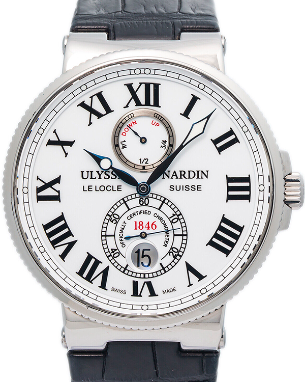 Ulysse Nardin Maxi Marine 43MM White Dial Leather Strap (263-67)