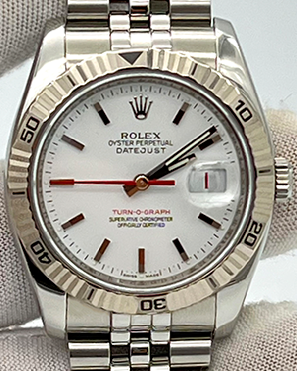 2004 Rolex Datejust Turn-O-Graph 36MM White Dial Jubilee Bracelet  (116264)