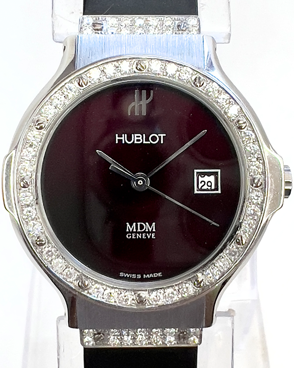 Hublot Classic MDM 28MM Quartz Burgundy Dial Rubber Strap (1391.1)