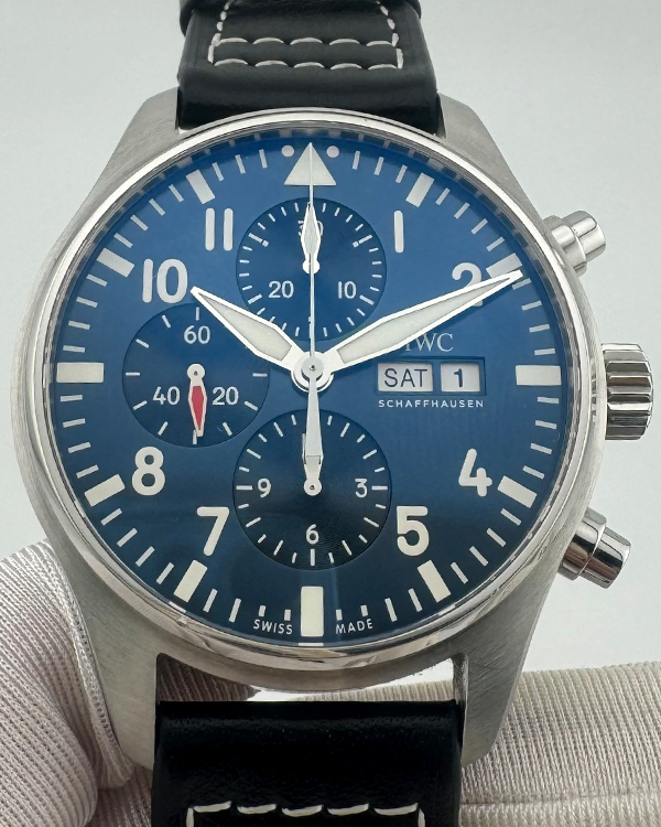 2016 IWC Schaffhausen Pilot Chronograph "Le Petit Prince" 43MM Blue Dial Leather Strap (IW377714)