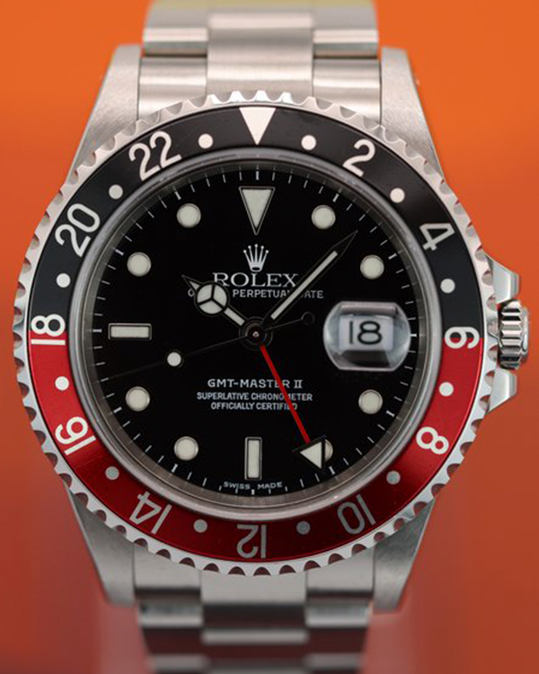 2002 (Y Serial) Rolex GMT-Master II "Coke" 40MM Black Dial Oyster Bracelet (16710)