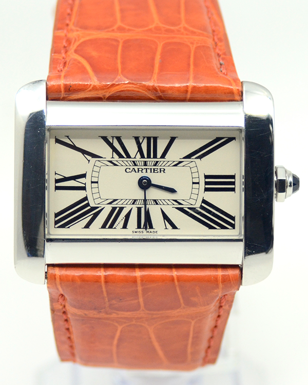 Cartier Tank Divan De Cartier 38x30MM Quartz Silver Dial Leather Strap (2600)