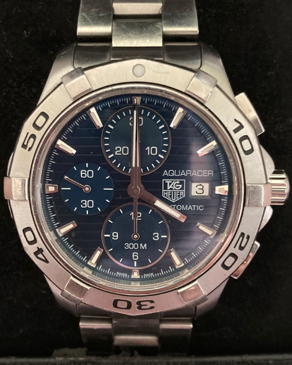 No Reserve - 2012 TAG Heuer Aquaracer Chronograph 42MM Blue Dial Steel Bracelet (CAP2112.BA0833)