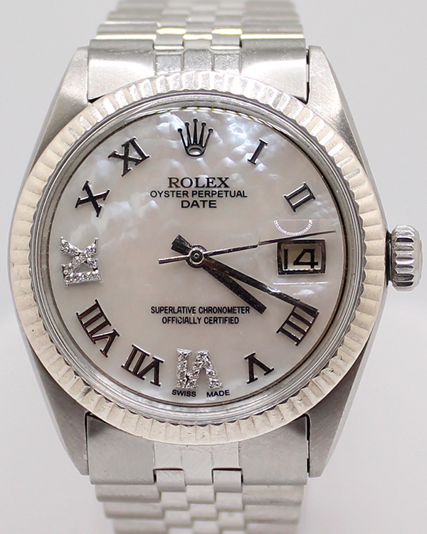 Rolex Oyster Perpetual Date 34MM Aftermarket Mother Of Pearl Dial Jubilee Bracelet (1501)