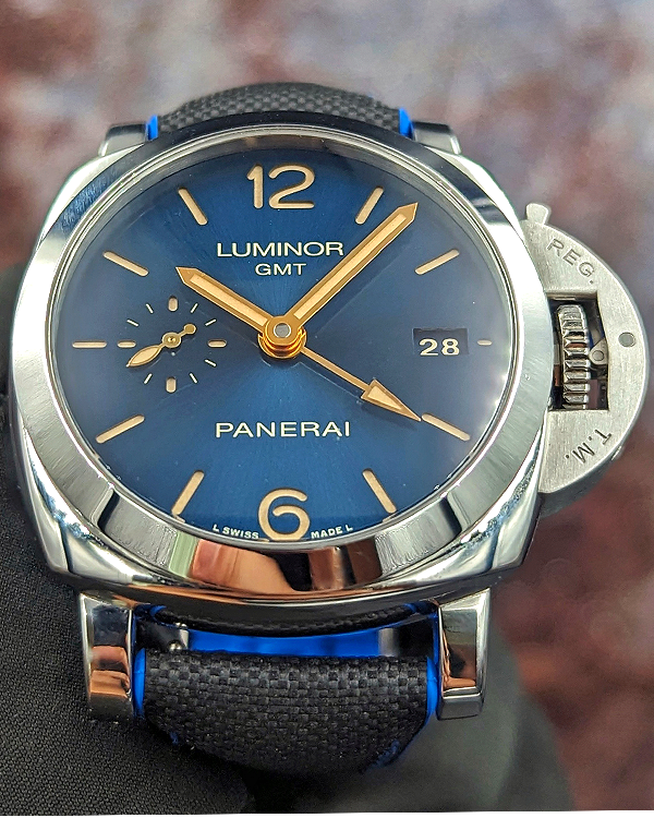 2016 Panerai Luminor 1950 3 Days GMT 42MM Blue Dial Leather Strap (PAM00688)