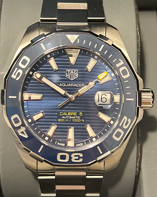 No Reserve - 2022 TAG Heuer Aquaracer 300M 43MM Steel Blue Dial Bracelet (WAY201B.BA0927)