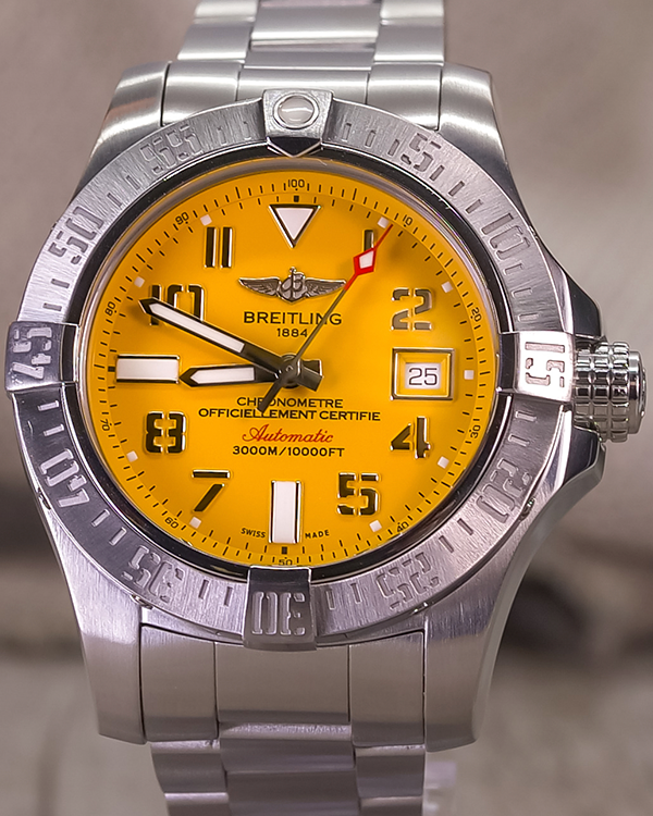 2015 Breitling Avenger II Seawolf 45MM Yellow Dial Steel Bracelet (A17331)