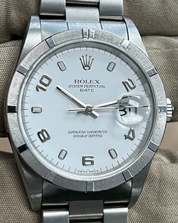 2000 Rolex Oyster Perpetual Date 34MM White Dial Oyster Bracelet (15210)