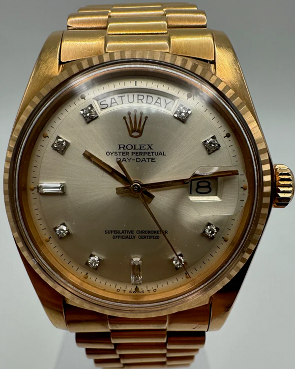 1973 (3.8 Mill Serial) Rolex Day-Date 36MM Silver Dial Rose Gold President Bracelet (1803)