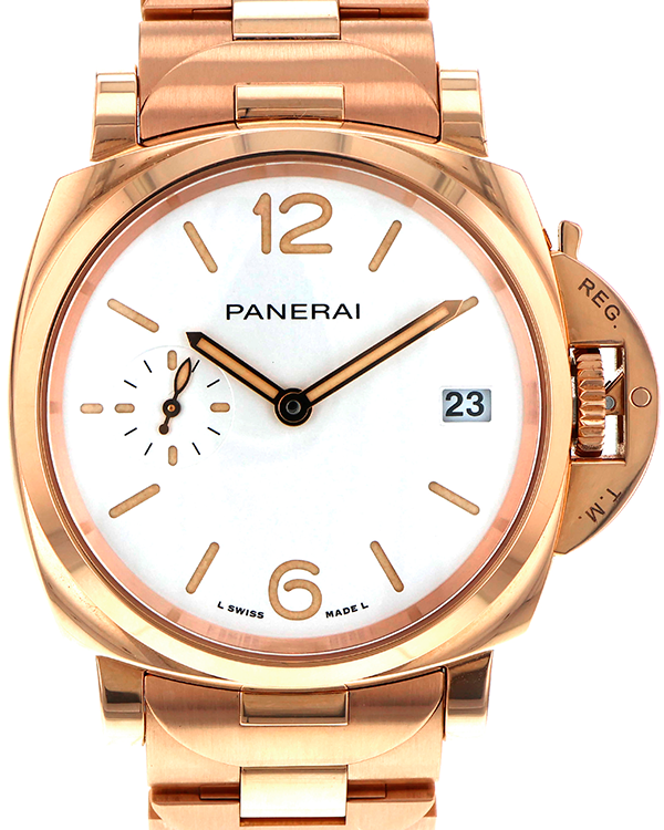 Panerai Luminor Due TuttoOro L. E. 38MM White Dial Rose Gold Bracelet (PAM01326)