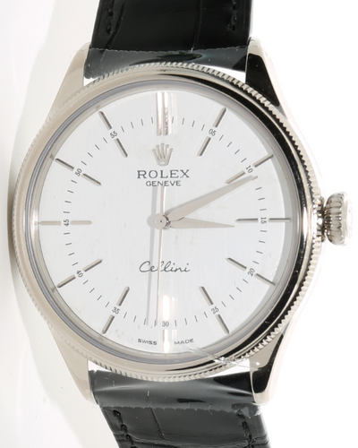 Rolex Cellini Time 39MM White Dial Leather Strap (50509)