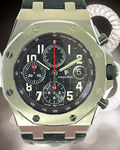 2014 Audemars Piguet Royal Oak Offshore Chronograph "Vampire" 42MM Black Dial Leather Strap (26470ST.OO.A101CR.01)