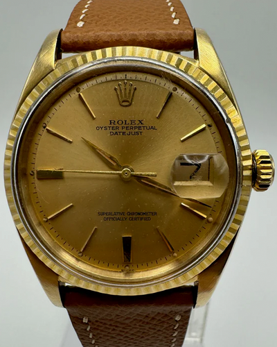 Rolex Datejust 36MM Champagne Dial Aftermarket Leather Strap (1601)