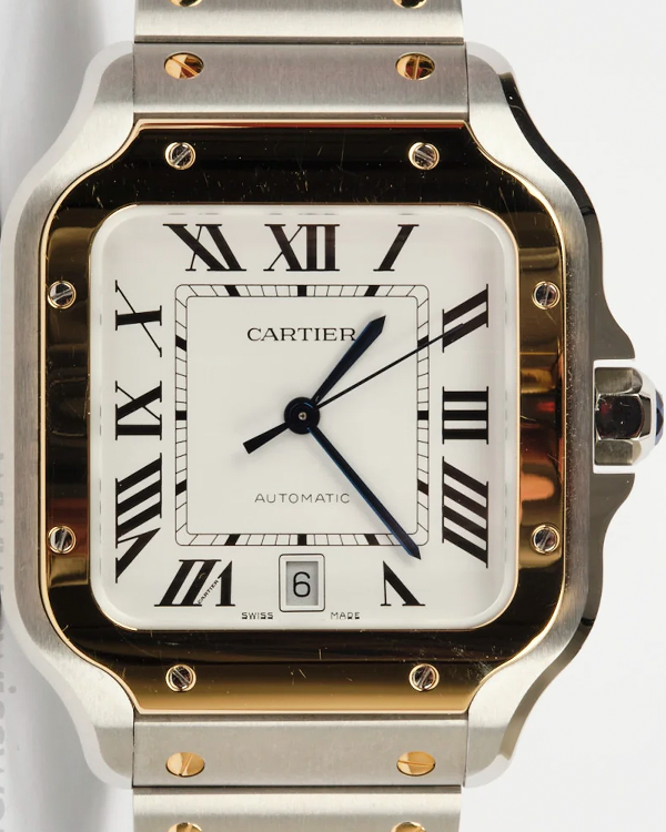 2024 Cartier Santos De Cartier 39.8MM White Dial Two-Tone Bracelet (W2SA0009)