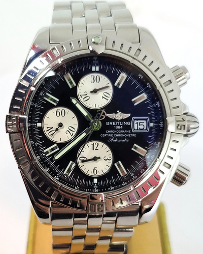 Breitling Chronomat Evolution 44MM Black Dial Steel Bracelet (A13356)