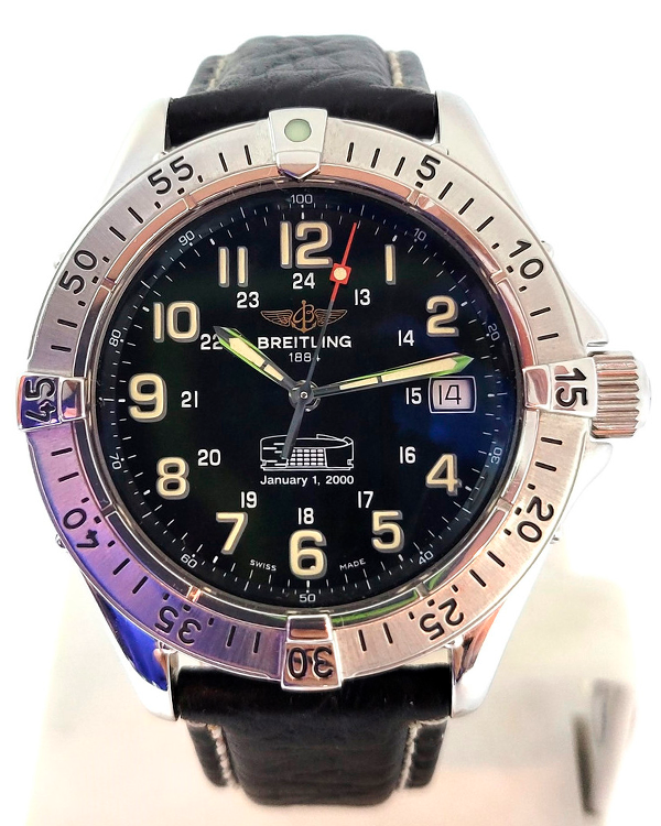 Breitling Superocean "American Airlines Arena" L.E. 42MM Black Dial Aftermarket Leather Strap (A17340)