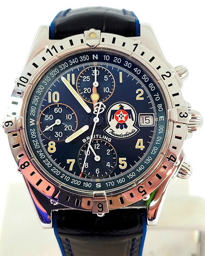 Breitling Chonomat GMT "Thunderbirds" L.E. 40MM Navy Dial Aftermarket Leather/Rubber Strap (A20048)