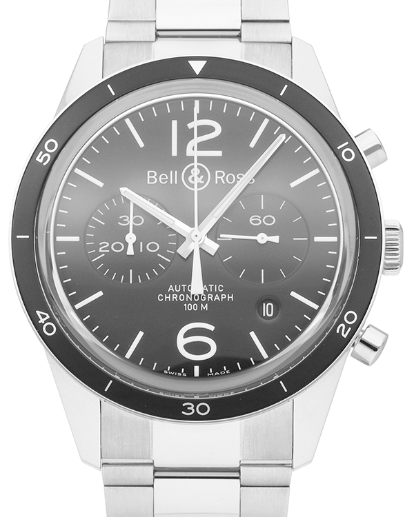 Bell & Ross BR V1 43MM Black Dial Steel Bracelet (BRV126-BL-BE-SST)