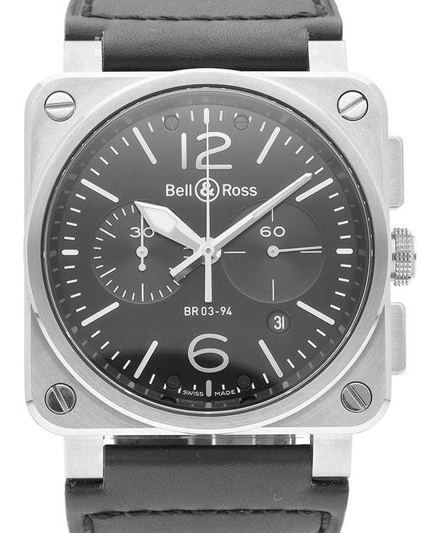 Bell & Ross BR03-94 42MM Black Dial Leather Strap (BR0394-BL-SI/SCA)